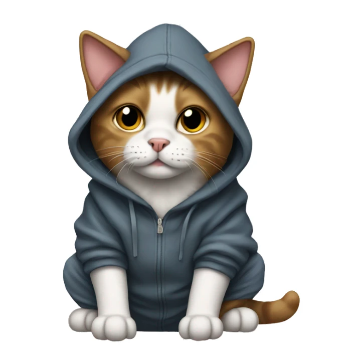 Cat with a hoodie sitting on top of a dog sticker