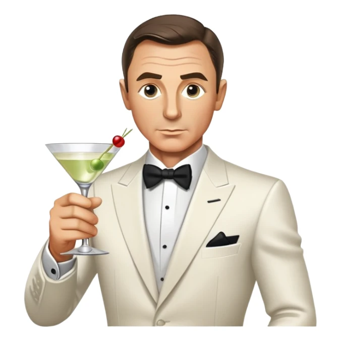 James Bond with martini glass, shaken not stirred sticker