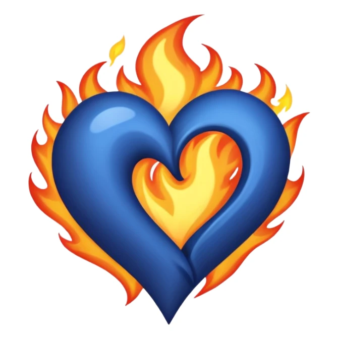 Lacivert alevli kalp sticker