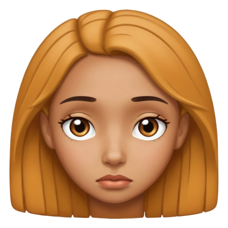 Pretty mixed girl with the sad face sticker