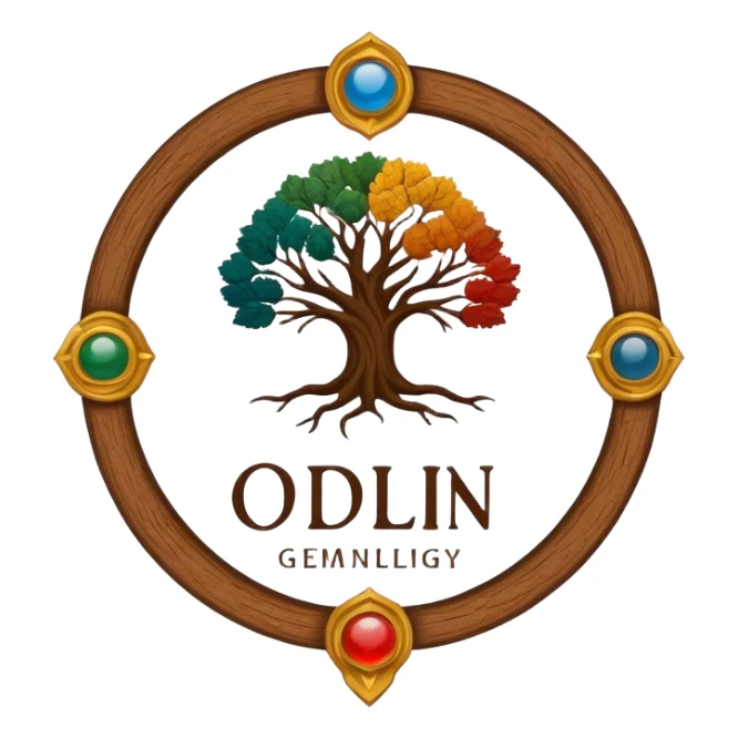 created a highly detailed but manly looking family genealogy logo with multiple colors and make sure it include the name Odlin. sticker