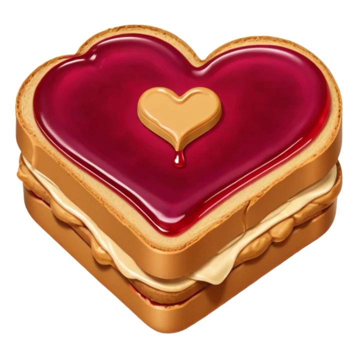 peanut butter and jelly, and between them a heart sticker