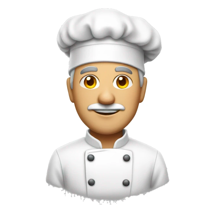Middle aged man in a chef hat and co sticker