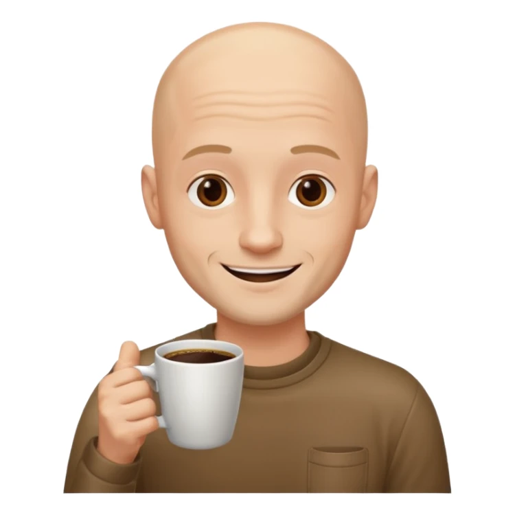 young men with coffee no hair, a little beard and no wrinkles sticker