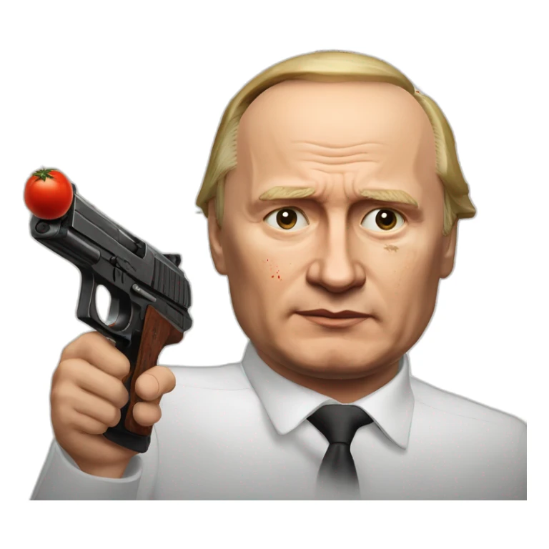 Vladimir Poutine shooting nobody and with tomato stains on his face sticker