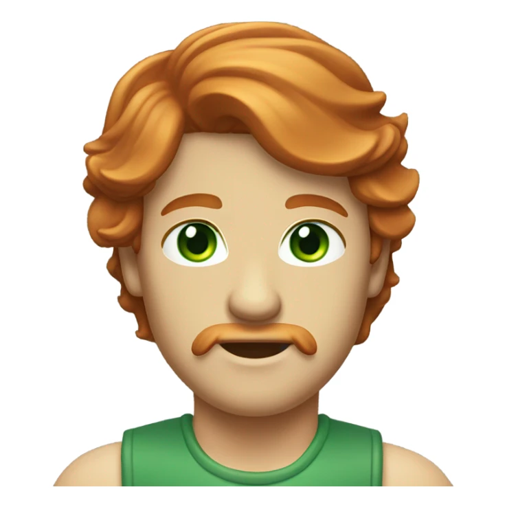 Red head with mullet and mustache and green eyes sticker