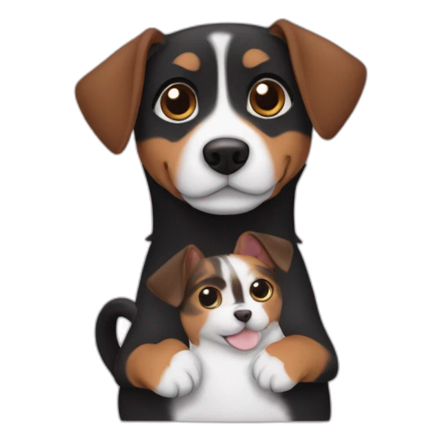 Black mackerel cat hugging brown Jack Russell dog sticker