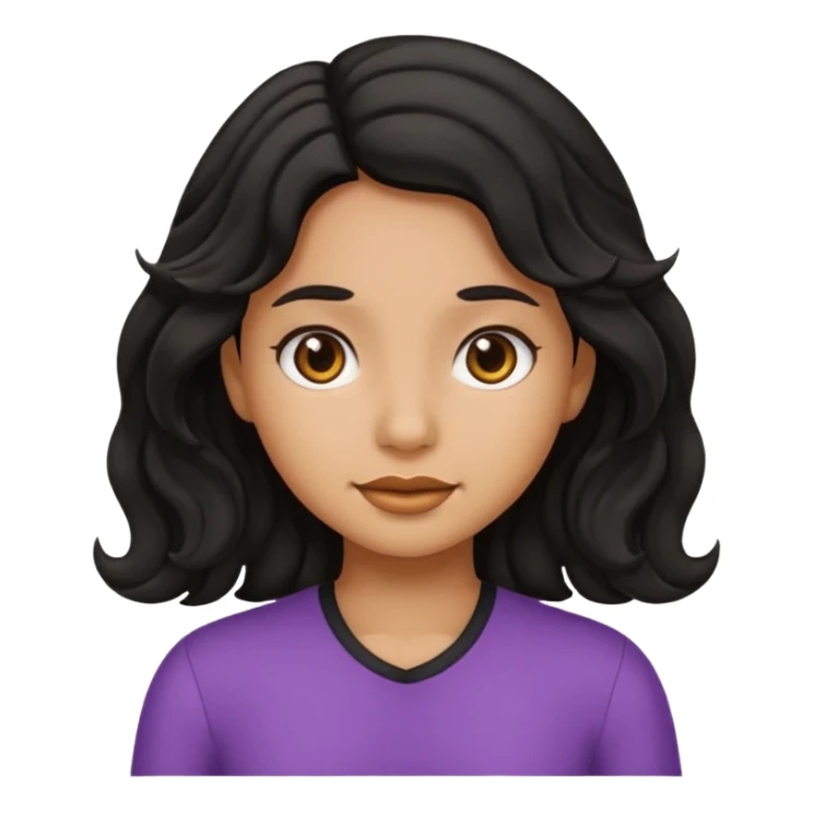 Girl emoji with black wavy hair and tan skin sticker