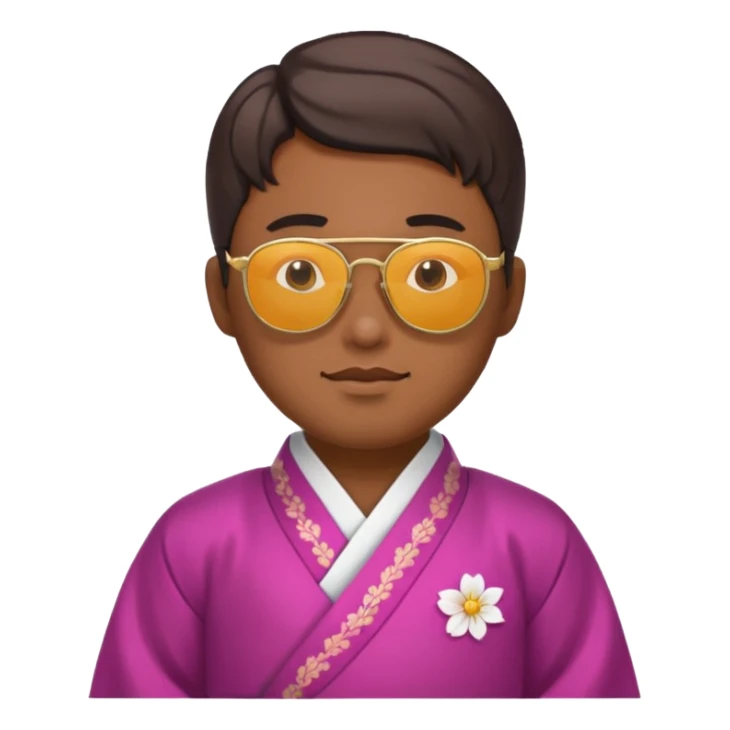 korean hanbok with ancient mayan man with sunglasses sticker