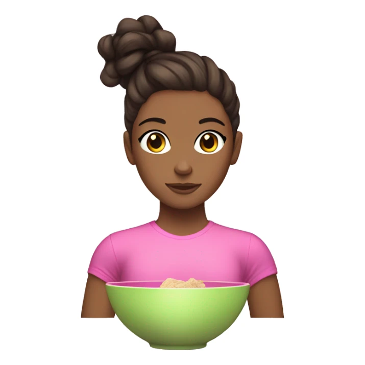 Aesthetic brunette gym with pink bowl in hair sticker