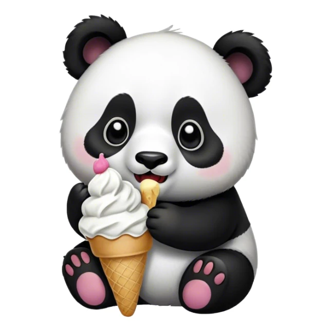 Panda eating ice cream sticker