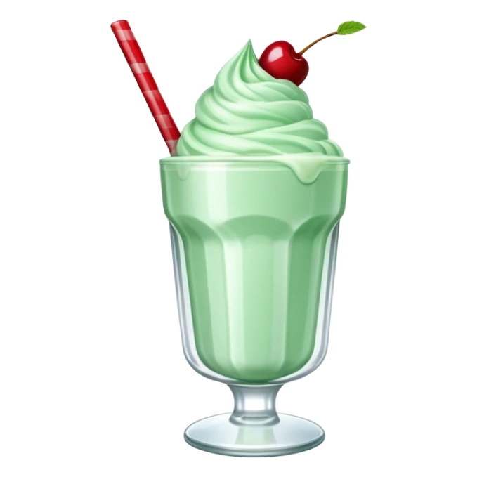 mint ice cream with cherry on top in a milkshake glass sticker