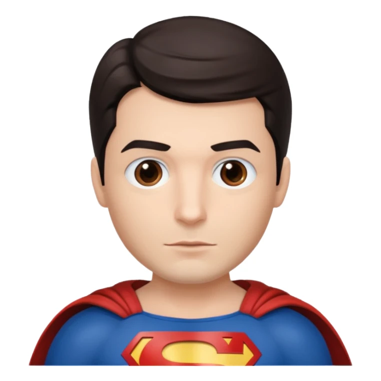 Make a man with brown eyes and dark hair in a Superman costume sticker