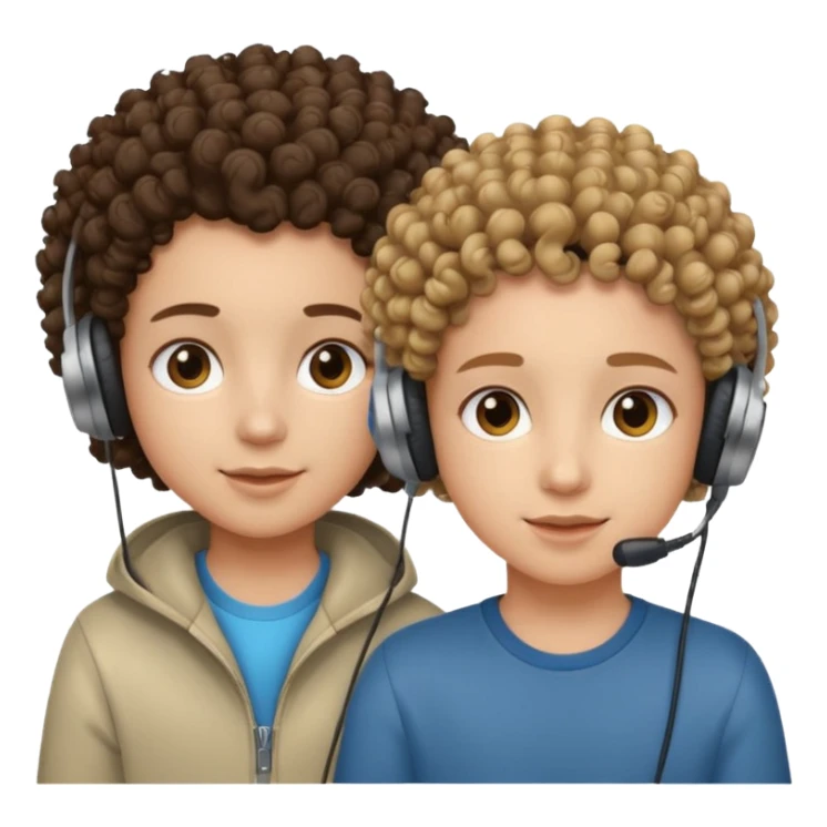 curly haired with headphones in girls and boys sticker