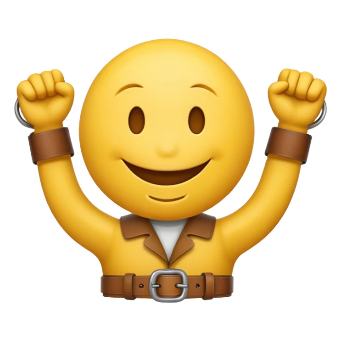 Smiley face emoji firmly holding belt up  sticker