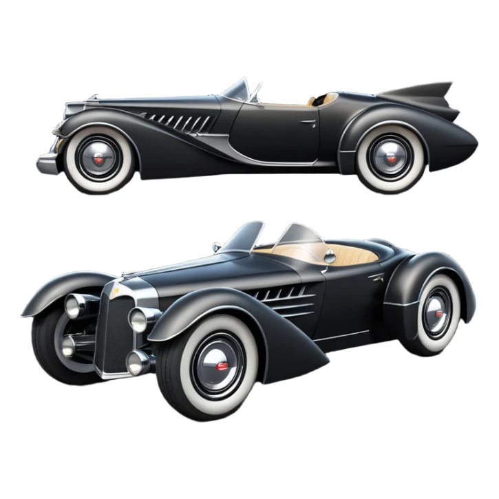  the animated series aerodynamic opulent dark futuristic concept Batmobile loosely based on 1966 V16 Cadillac roadster(flat long straight faceted mechanical body) winged stealthy street hot rod  sticker