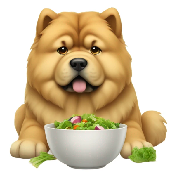 chow chow looking at salad sadly sticker