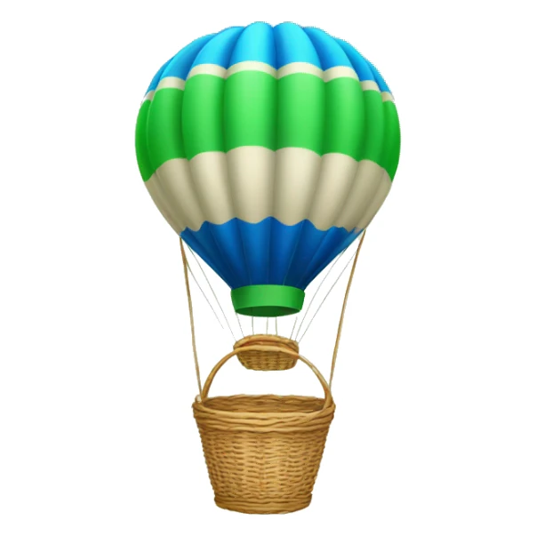 a minimal air balloon with green basket and blue air balloon sticker