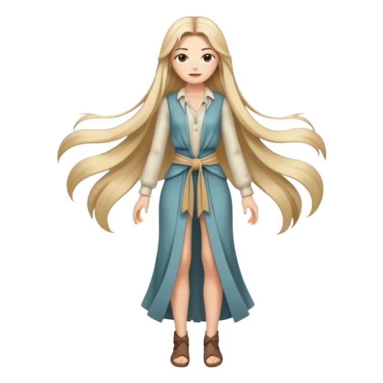 Empowered woman enjoying long tied hairs with full body sticker