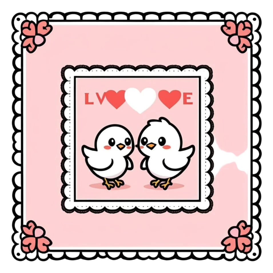 Square Valentine’s Day card with lace edges sticker