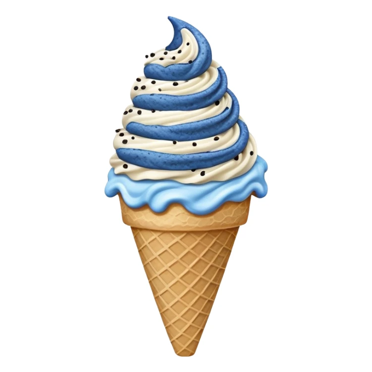 Blue cookies and cream ice cream on a cone sticker