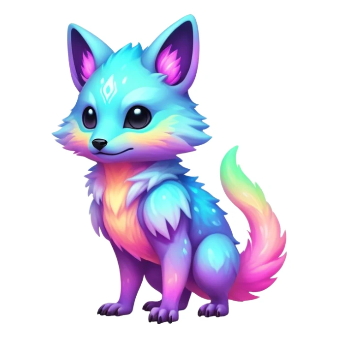 Epic Edgy Cute Colorful Vibrant Pastel Nebula Modern Vernid-Protogen-creature-animal, full body sticker