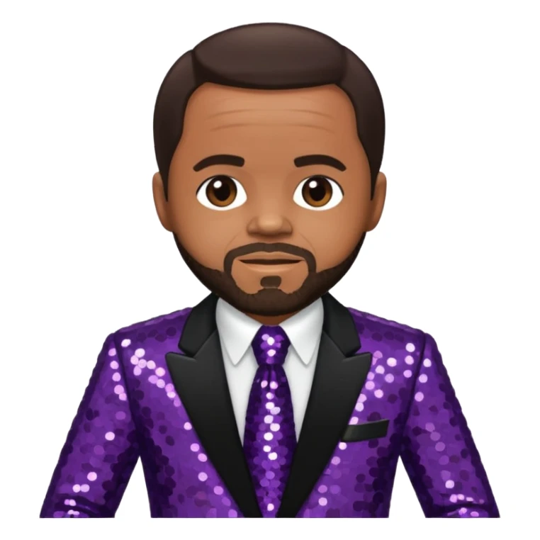 Berry Gordy with dark brown hair, dark brown sequin outfit  sticker