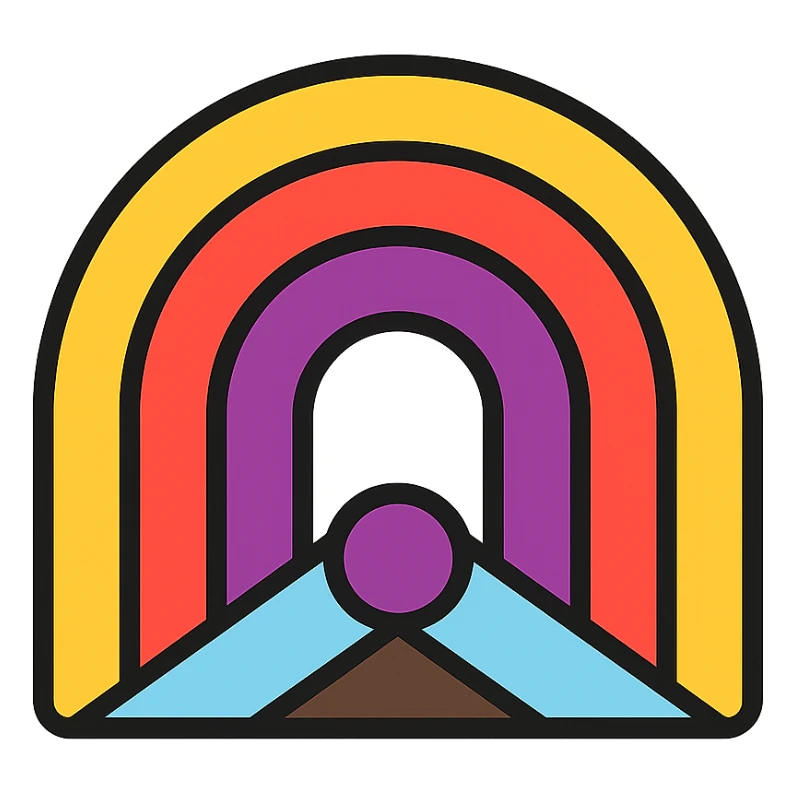a minimalistic smooth arc rainbow in the intersex inclusive progress pride colors, no background sticker