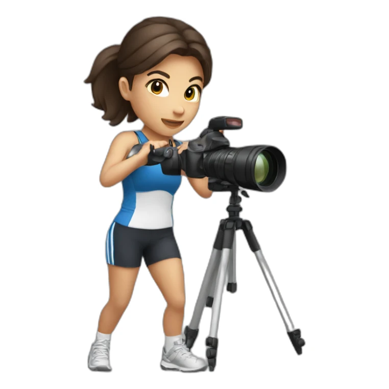 A brunette sporty girl taking photos sticker