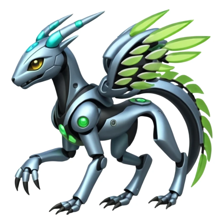  Exotic Organic Mechanical Futuristic Cyborg-Cyber-Meloetta-Zygarde-Zeraora-Protogen-Palkia-hybrid-fusion-Fakémon-creature, full body sticker