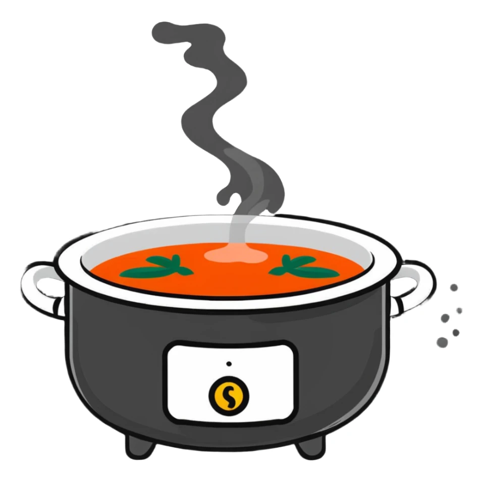 pot of soup with steam rising sticker