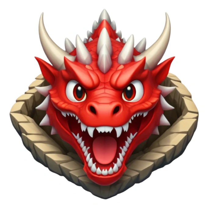 giant dragon head as a cave entrance, emoji style sticker