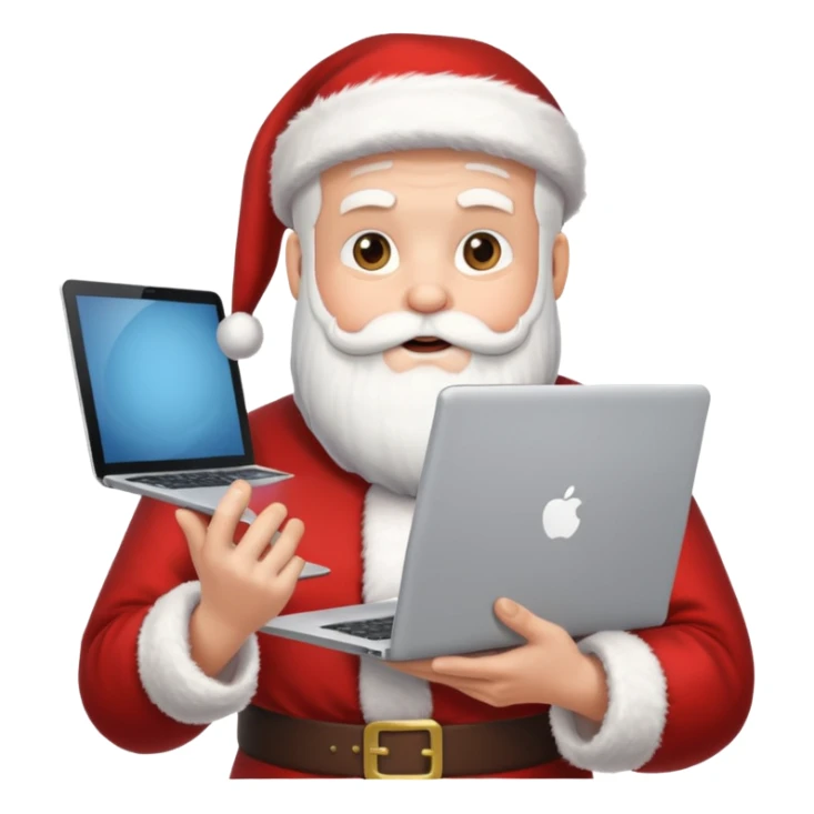 santa god with laptop, direct front sticker