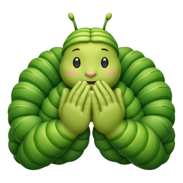 google catepillar emoji with three praying hands sticker