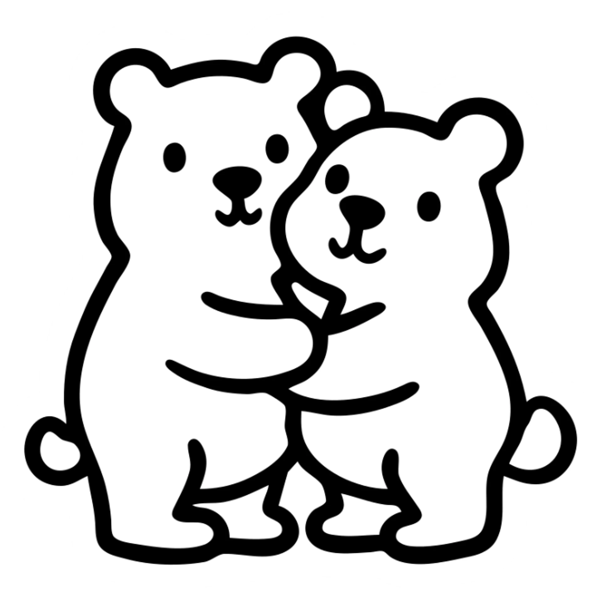 A polar bear and a brown bear hugging each other as friends sticker