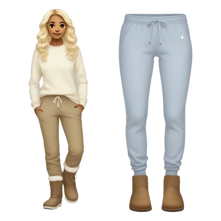 cute preppy light colored sweatpants with disquette uggs sticker