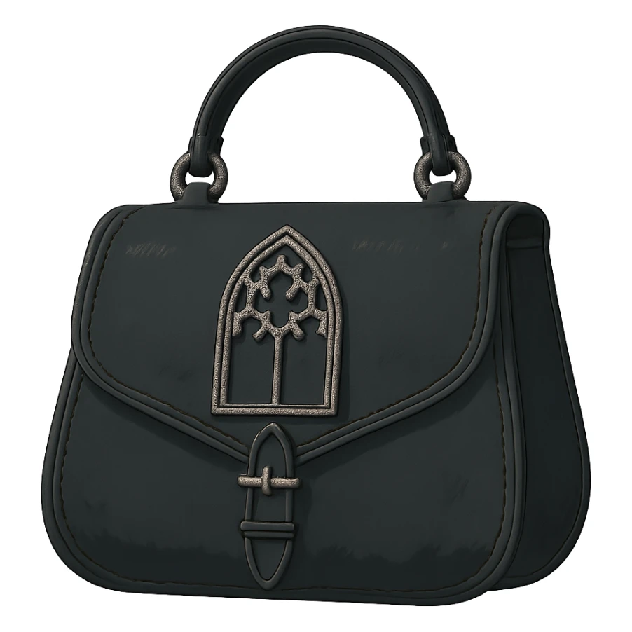 Back white gothic purse without background sticker