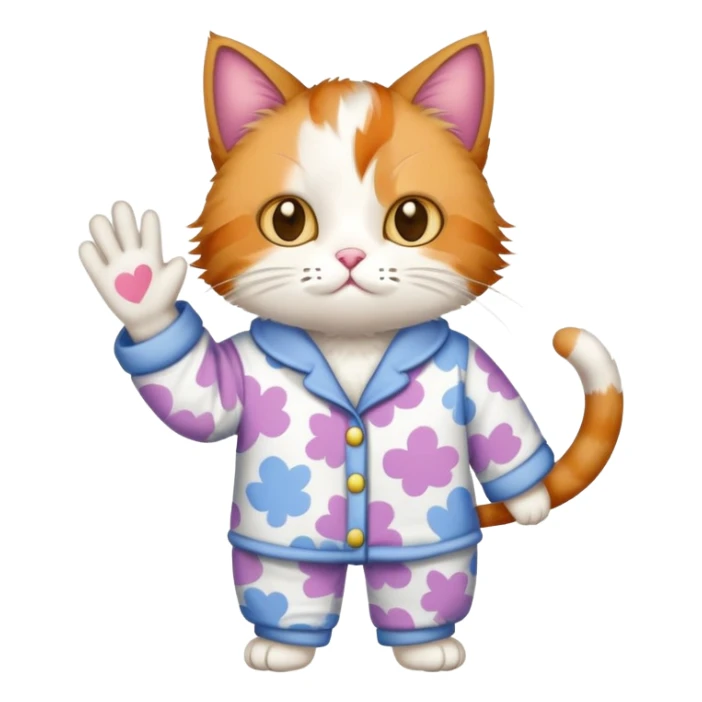 cat in pajamas holding a ‘NO’ sign sticker