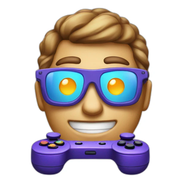 A cool face with sunglasses on a game controller to represent a confident gamer. sticker