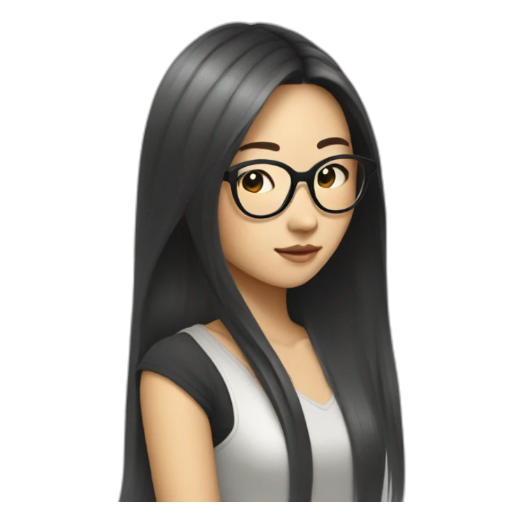 asian-cool-girl-with-glasses-and-long-hair sticker