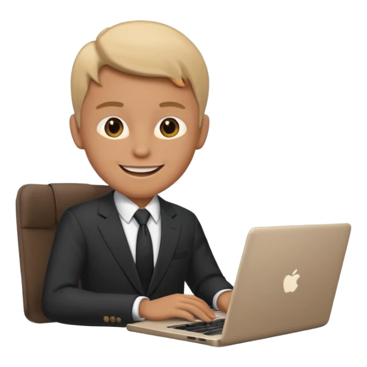 working laptop person suit happy sticker