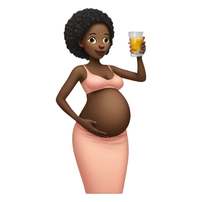 pregnant black woman with a glass sticker