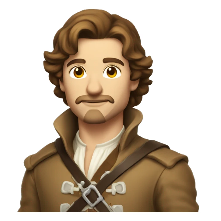 Musketeer man beige jacket short brown hair smirk sticker