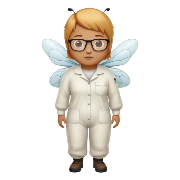 full body medium plus size bee keeper with  short light strawberry blonde hair and goatee wearing glasses  sticker