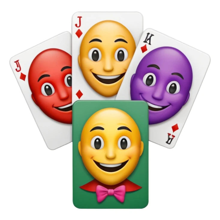 3 poker cards, with crazy colorful human jolly jokers inside sticker