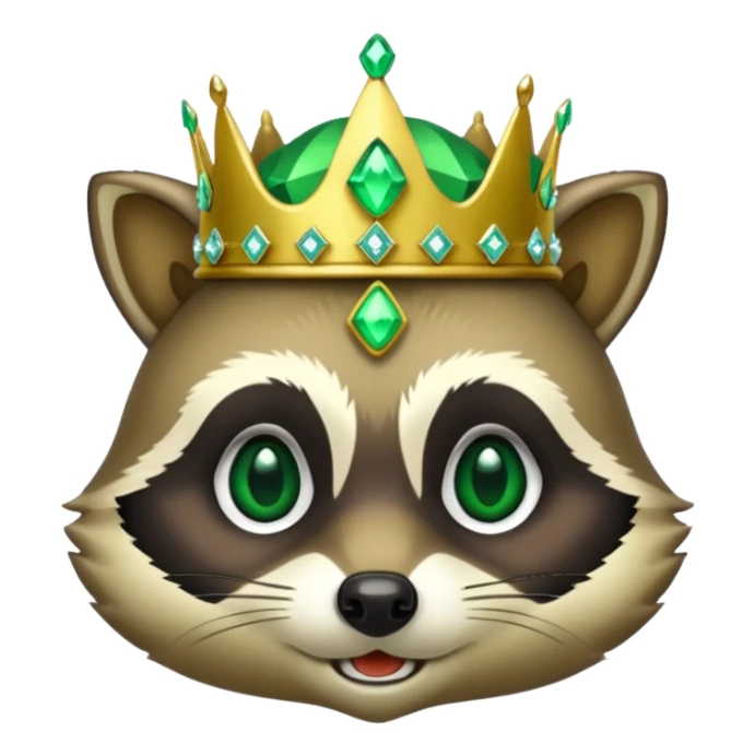 Bright green colored Racoon , with jewelled crown sticker