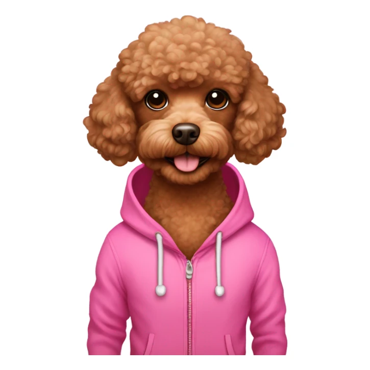 Brown toy-poodle in pink hoodie  sticker