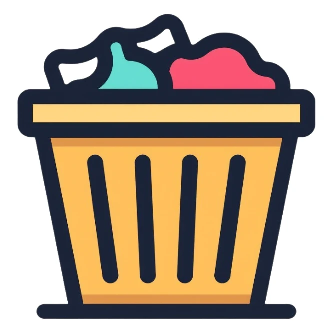 laundry basket with clothes sticker