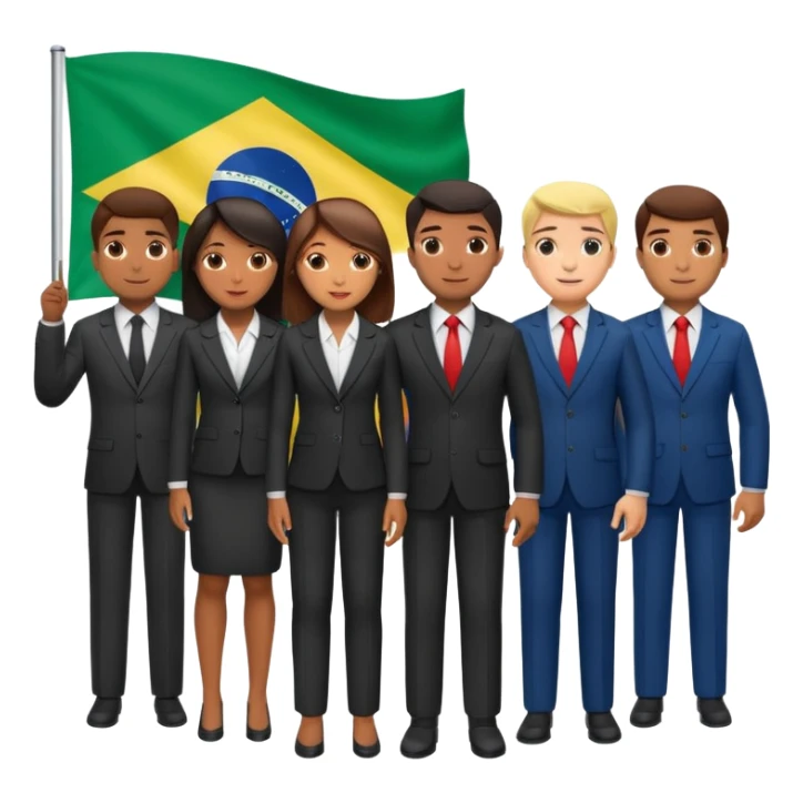 agora imagem com vários empresários e no fundo a bandeira do brasil sticker