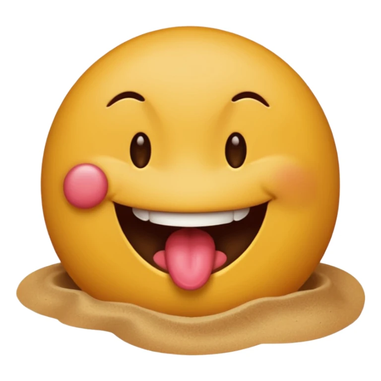 A smiley face licking a brown beach emoji sticker
